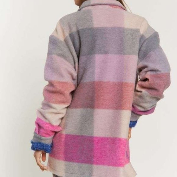 new DAVI N DANI PINK PLAID SHACKET JACKET SHIRT western boho shabby Chic SM-3X - Picture 6 of 8